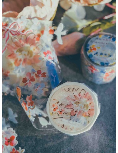 Bucle Washi tape Flower Girls con Foil dorado rosa | Meow Illustration