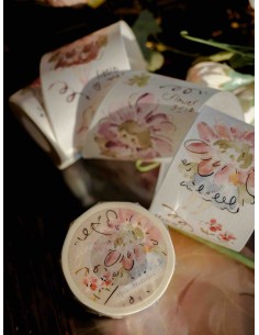 Bucle Washi tape Flower Girls con Foil dorado rosa | Meow Illustration