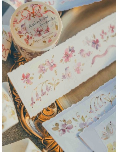 Bucle Washi tape Rainbow Friends vol.2 con Foil dorado Bronze | Meow Illustration