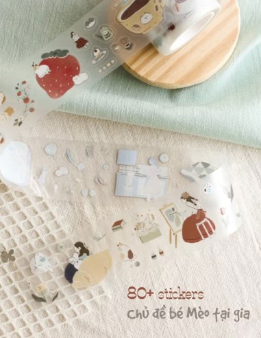 Bucle PET tape (Mate) Uchi no Neko my home cats (Pre-cortado) | Teayou