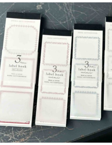 Dark Blue 3 Pattern Label Book | Oeda Letterpress