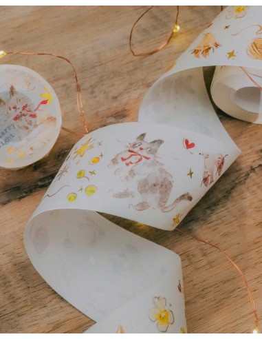 Bucle Washi tape The Starry Night con Foil Dorado (Ilustraciones Pre-cortadas) | Meow Illustration
