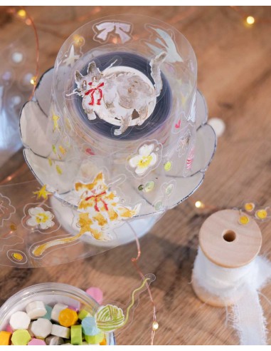 Loop Pet tape The Starry Night con Foil Dorado (Ilustraciones Pre-cortadas) | Meow Illustration