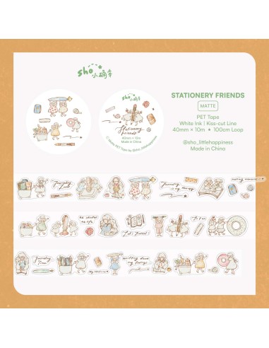 Bucle PET tape (Mate) Stationery Friends (Pre-cortado) | Sho Little Happiness