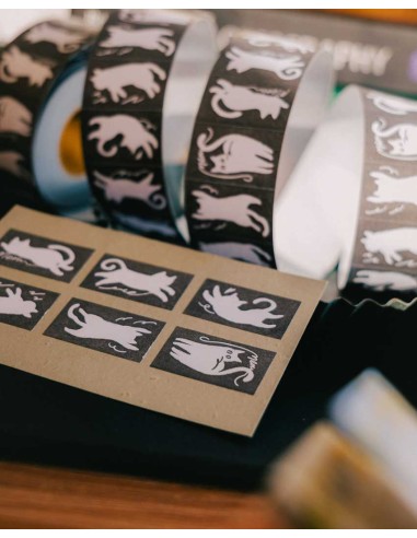 Rollo de Etiquetas Adhesivas Twisty Cats | Meow Illustration