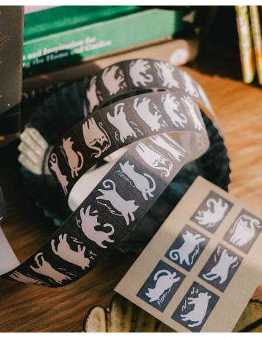 Twisty Cats Label Sticker Roll | Meow Illustration
