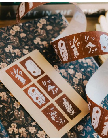 Rollo de Etiquetas Adhesivas Wonderland Rabbits | Meow Illustration