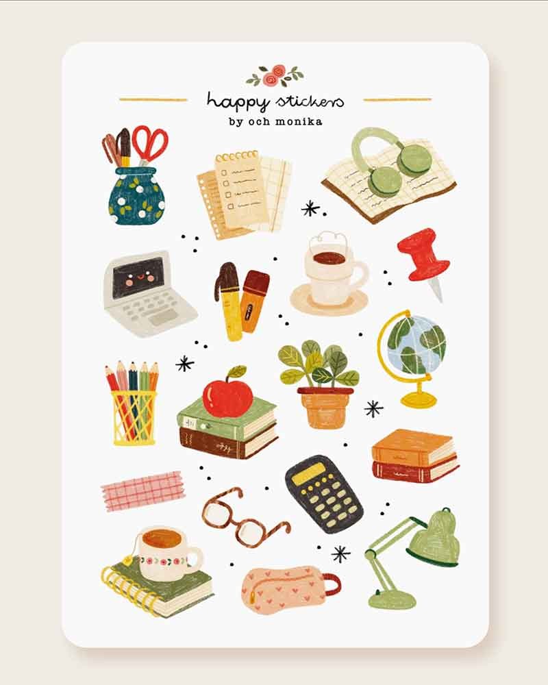 Study Corner Sticker Study Desk Sticker Sheet | Och Monika